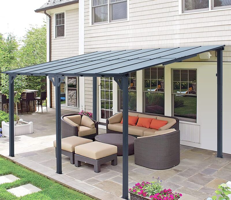 Outdoor Steel Gazebo Pergola Rectangular Canopy Shelter