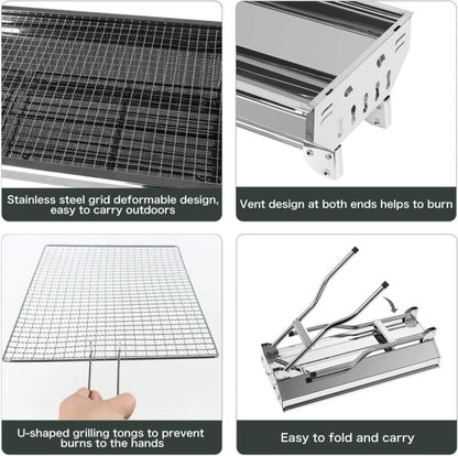 Compact Outdoor Portable Stainless Steel BBQ Grill Set
