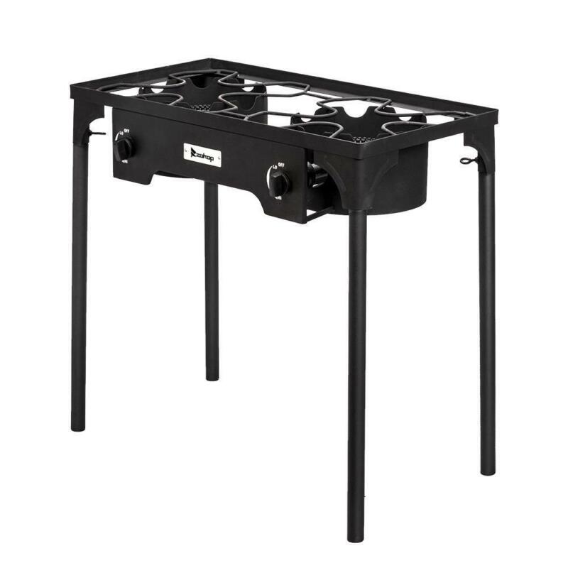 Portable 2 Burner Gas Outdoor Camping Stove BBQ Grill