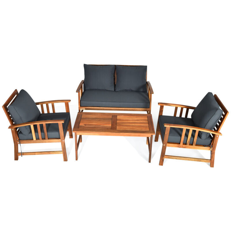 Comfortable 4pc Outdoor Wicker Patio Furniture Set - Halri