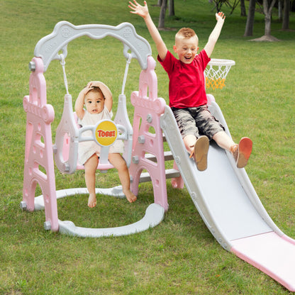 Fun 4 in 1 Kids Playset Slide Swing Set