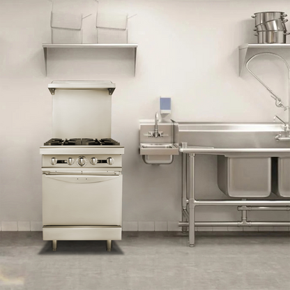 Heavy Duty 4 Burner Gas Range with Standard Oven