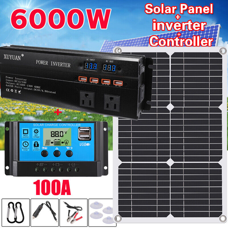 Complete 6000W Home Solar Power System 110V Grid Tie Kit