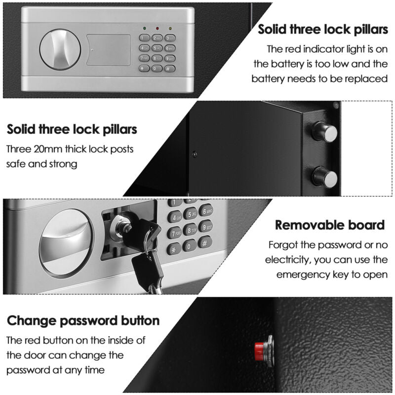 Secure Electronic Lock Box Digital Keypad Home Safe