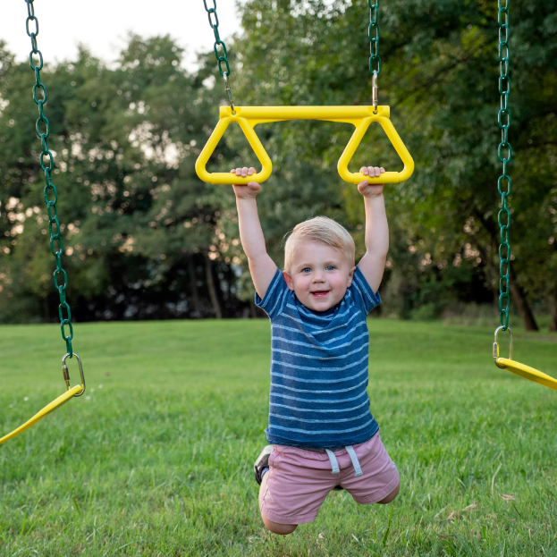 Natural Wood Backyard Swing Set Kids Play Slide