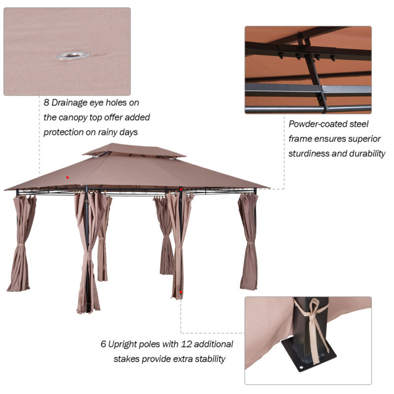 Large 2 Tier Metal Gazebo Patio Party Tent Shade