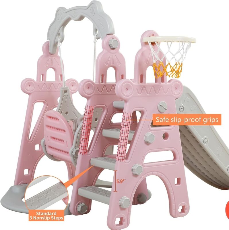 Fun 4 in 1 Kids Playset Slide Swing Set