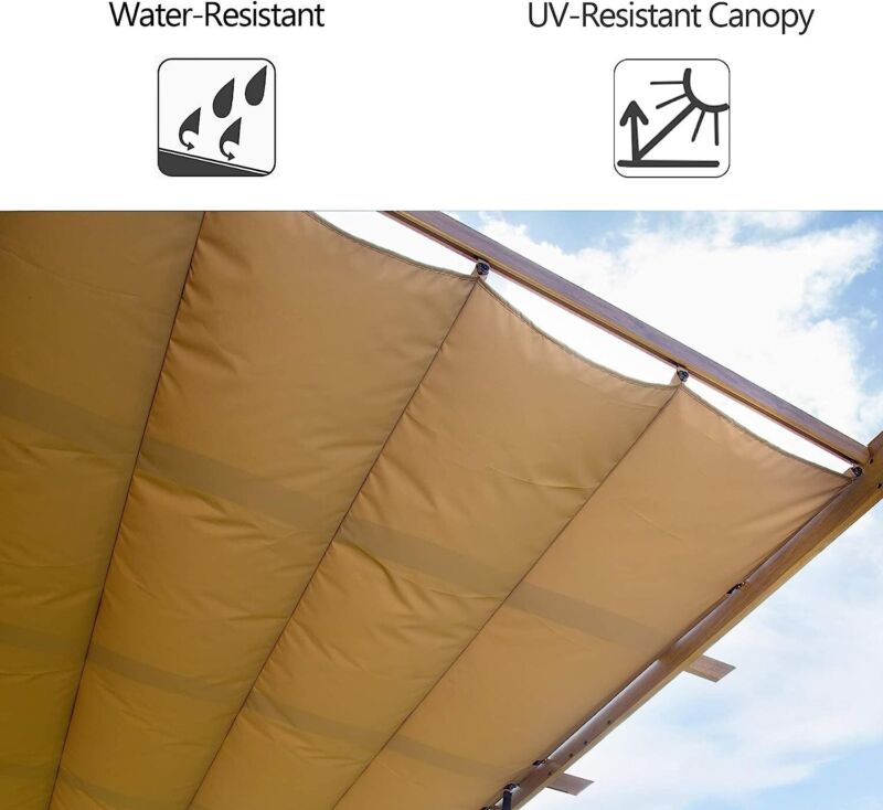 Large Wall Mount Retractable Pergola with Canopy Shade