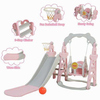 Fun 4 in 1 Kids Playset Slide Swing Set