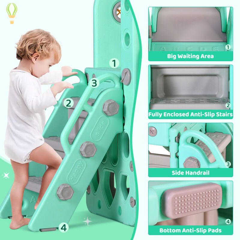 Fun Kids Climbing Play Set with Slide and Swing