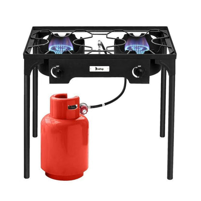 Portable 2 Burner Gas Outdoor Camping Stove BBQ Grill - Halri