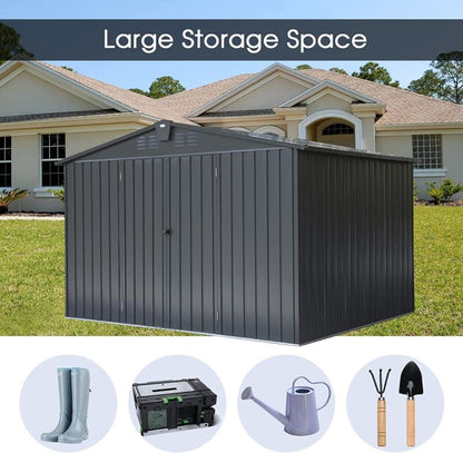 Large Outdoor 10x8 Metal Garden Storage Shed with Lock