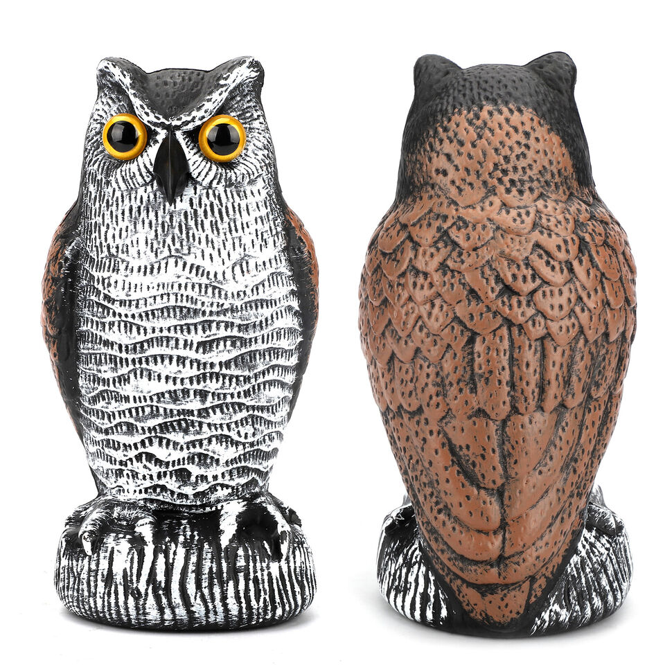 2 Pack Rotating Owl Decoy Bird Scarer