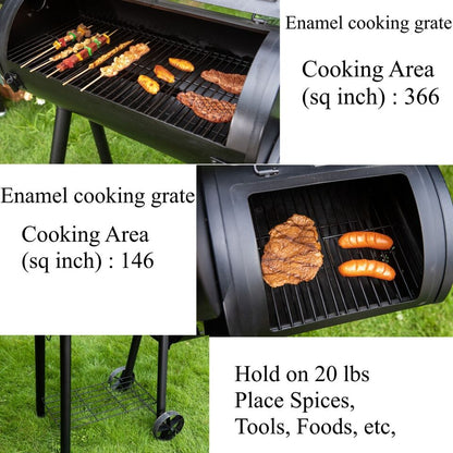 Large Charcoal BBQ Grill with Smoker Box