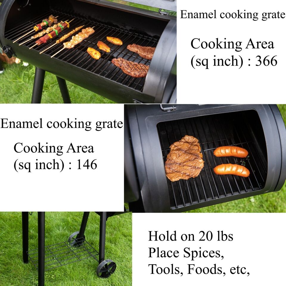 Outdoor BBQ Grill Smoker Combo Set