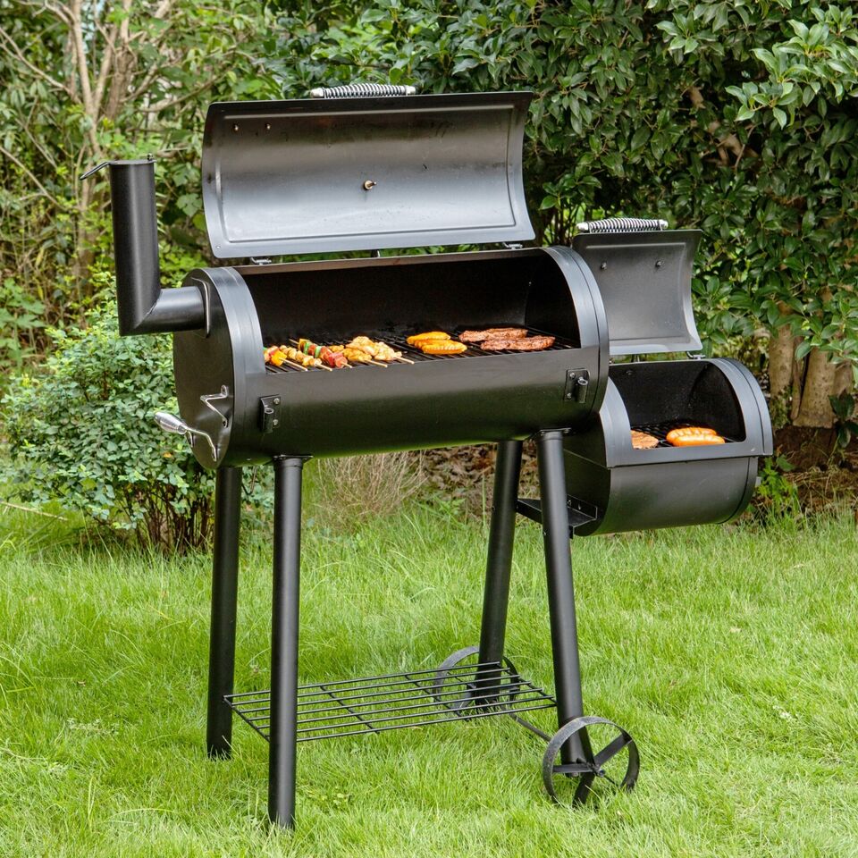 Outdoor BBQ Grill Smoker Combo Set