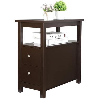 Compact Wooden Storage Side Table