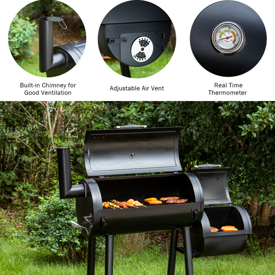Large Charcoal BBQ Grill with Smoker Box