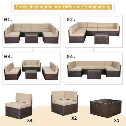 Garden Wicker Patio Set 7 PCS