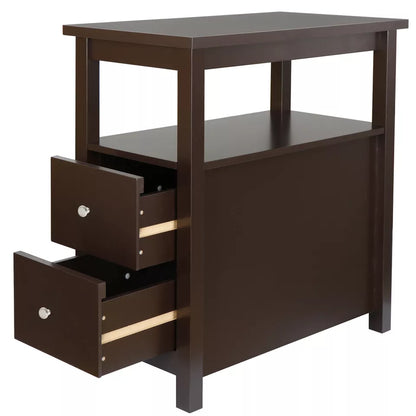 Compact Wooden Storage Side Table