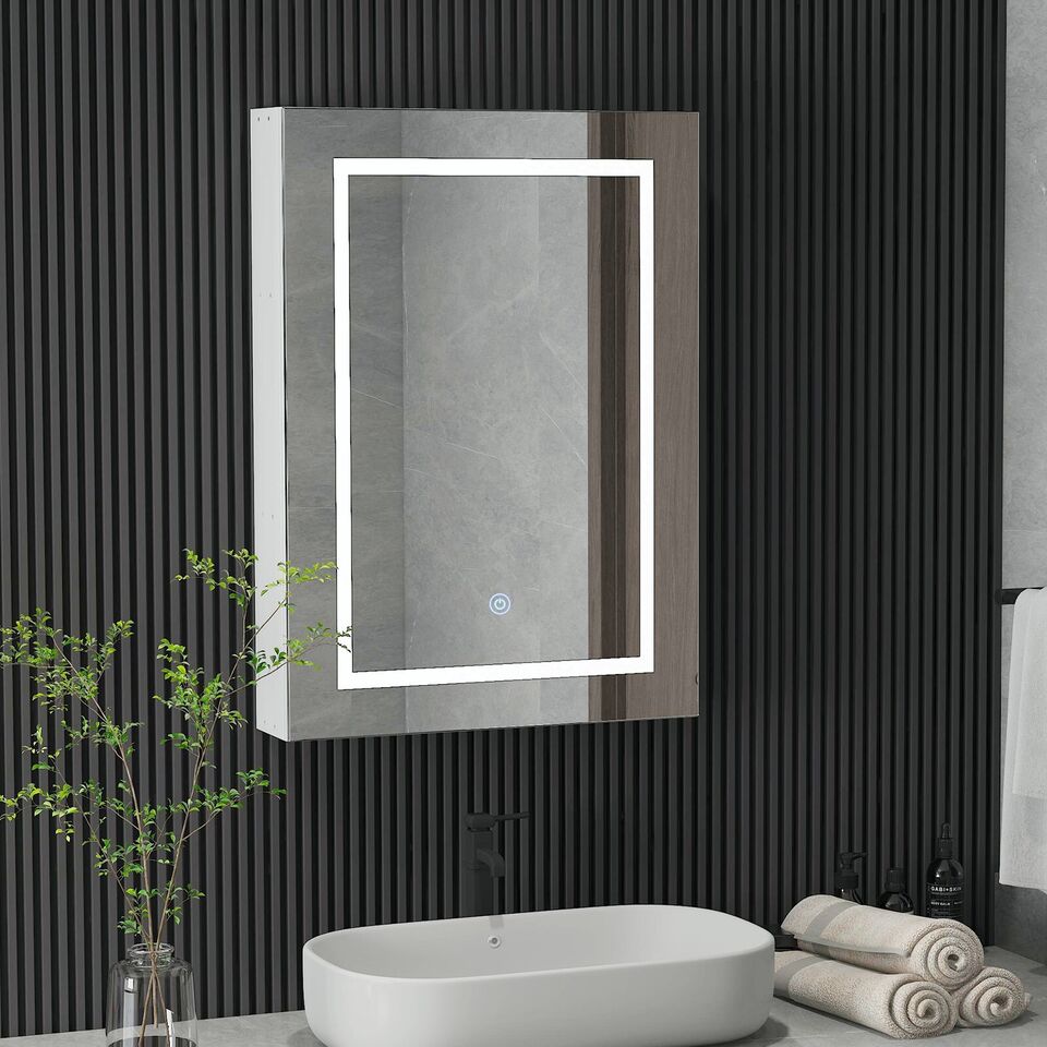 Illuminated Glass Bathroom Storage Cabinet
