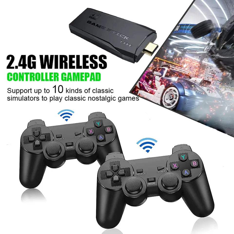4K Gaming Console Stick with 64GB and Wireless Controllers