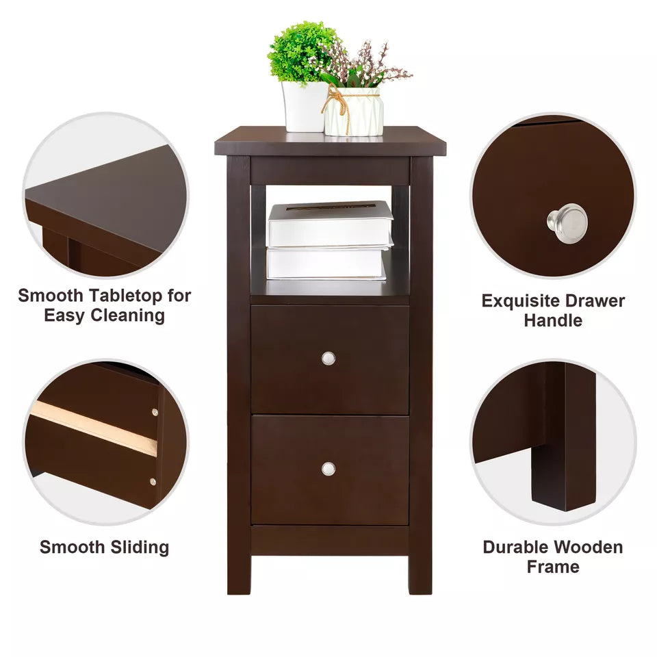 Compact Wooden Storage Side Table