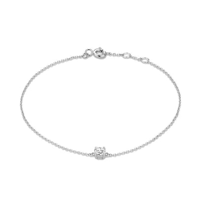 Delicate Sterling Silver Diamond Bracelet