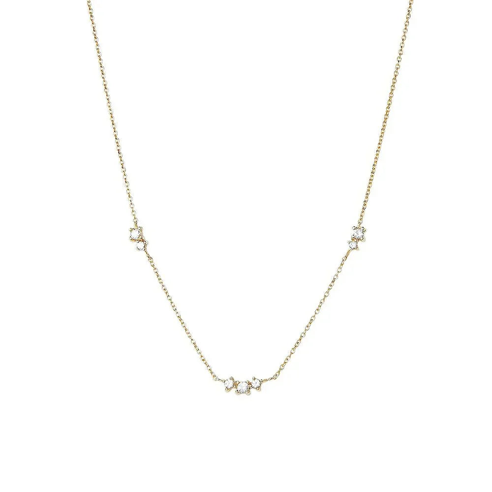 Delicate Sterling Silver Triple CZ Necklace - Halri