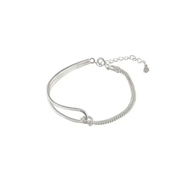Simple Sterling Silver Knot Bar Bracelet - Halri