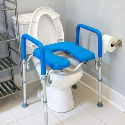 Comfortable Elevated Toilet Seat with Support Handles