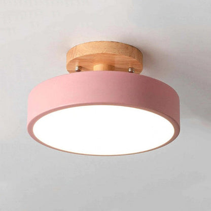 Contemporary Wooden Circular LED Ceiling Lamp - Halri