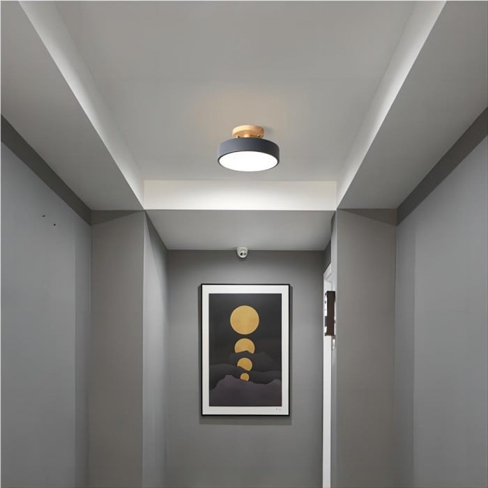 Modern Macaron Wooden Round LED Ceiling Light