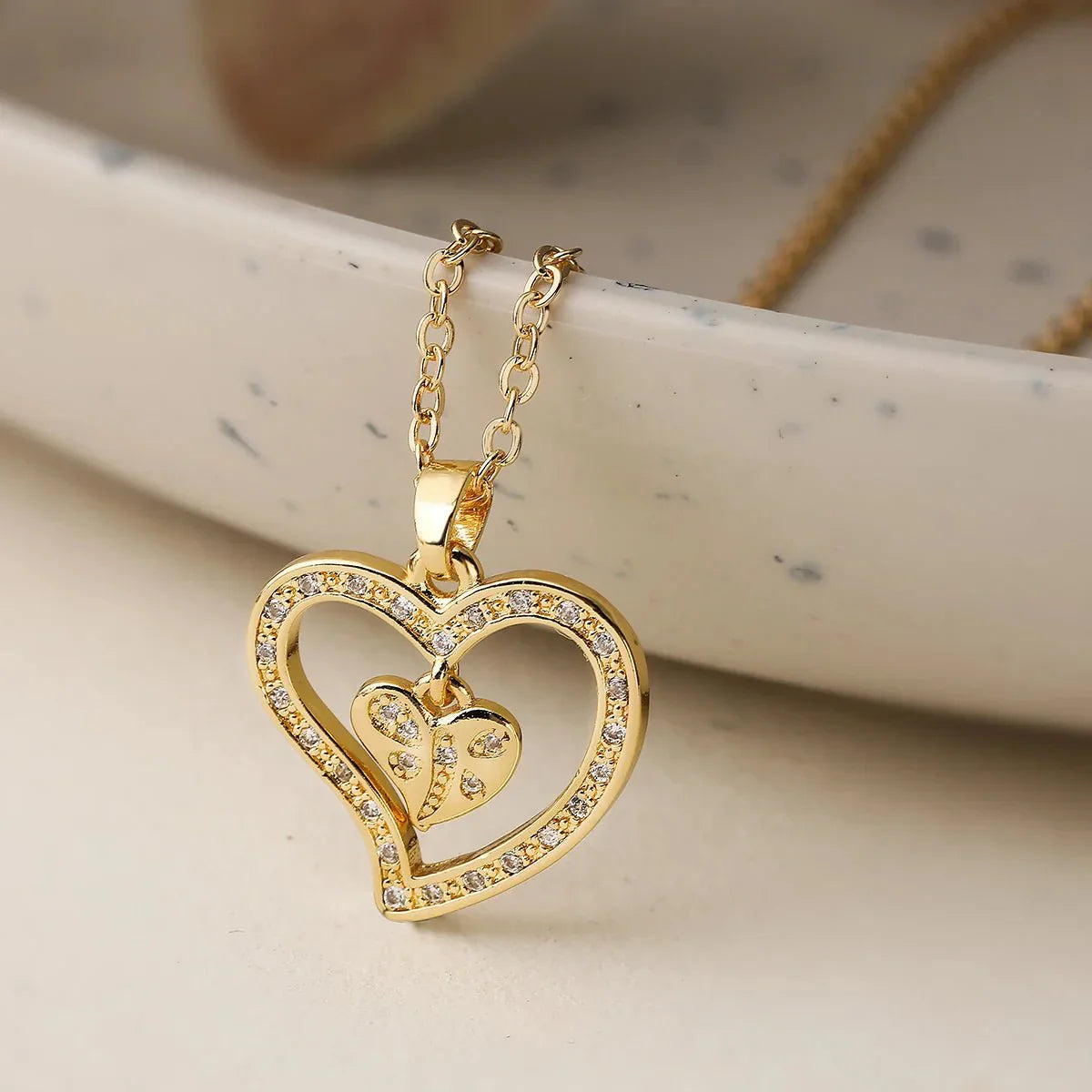Sparkling Heart Diamond Pendant Necklace - Halri