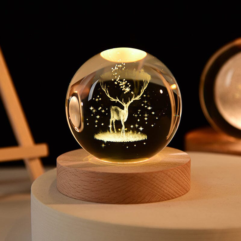 Decorative Glass Orb Table Lamp with Wooden Stand