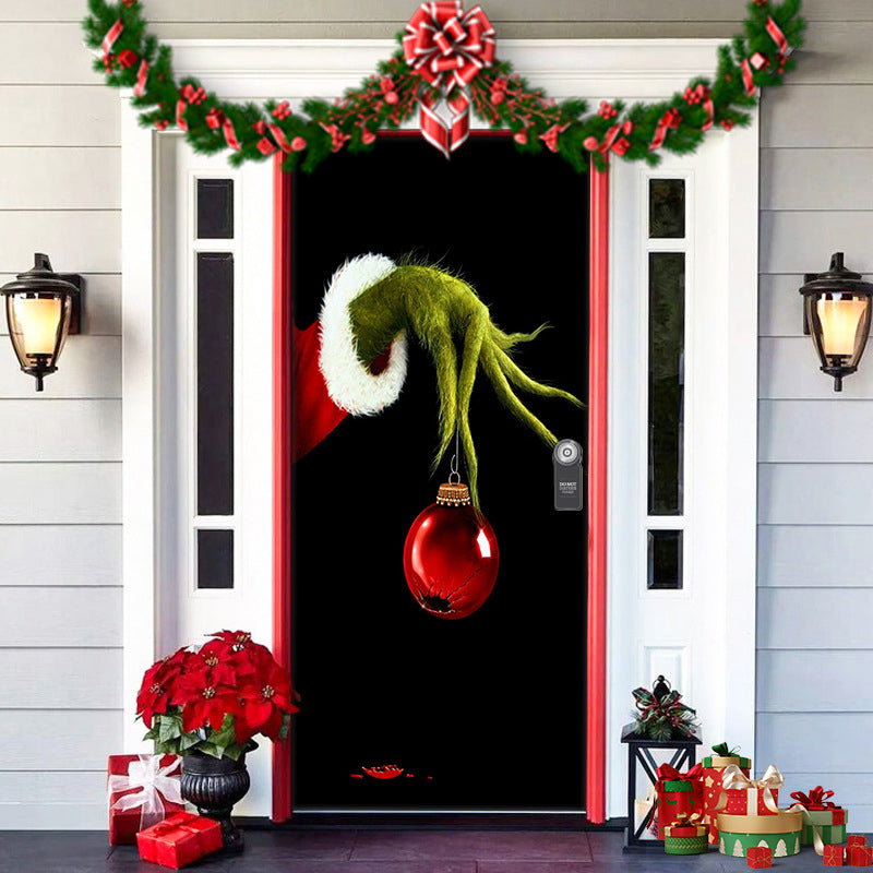 Spooky Christmas Yard Decor Elves Door Wrap