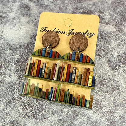 Natural Wood Book Earrings - Halri