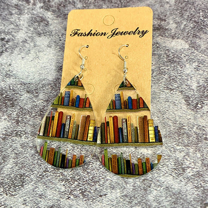 Natural Wood Book Earrings
