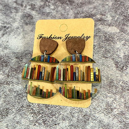 Natural Wood Book Earrings