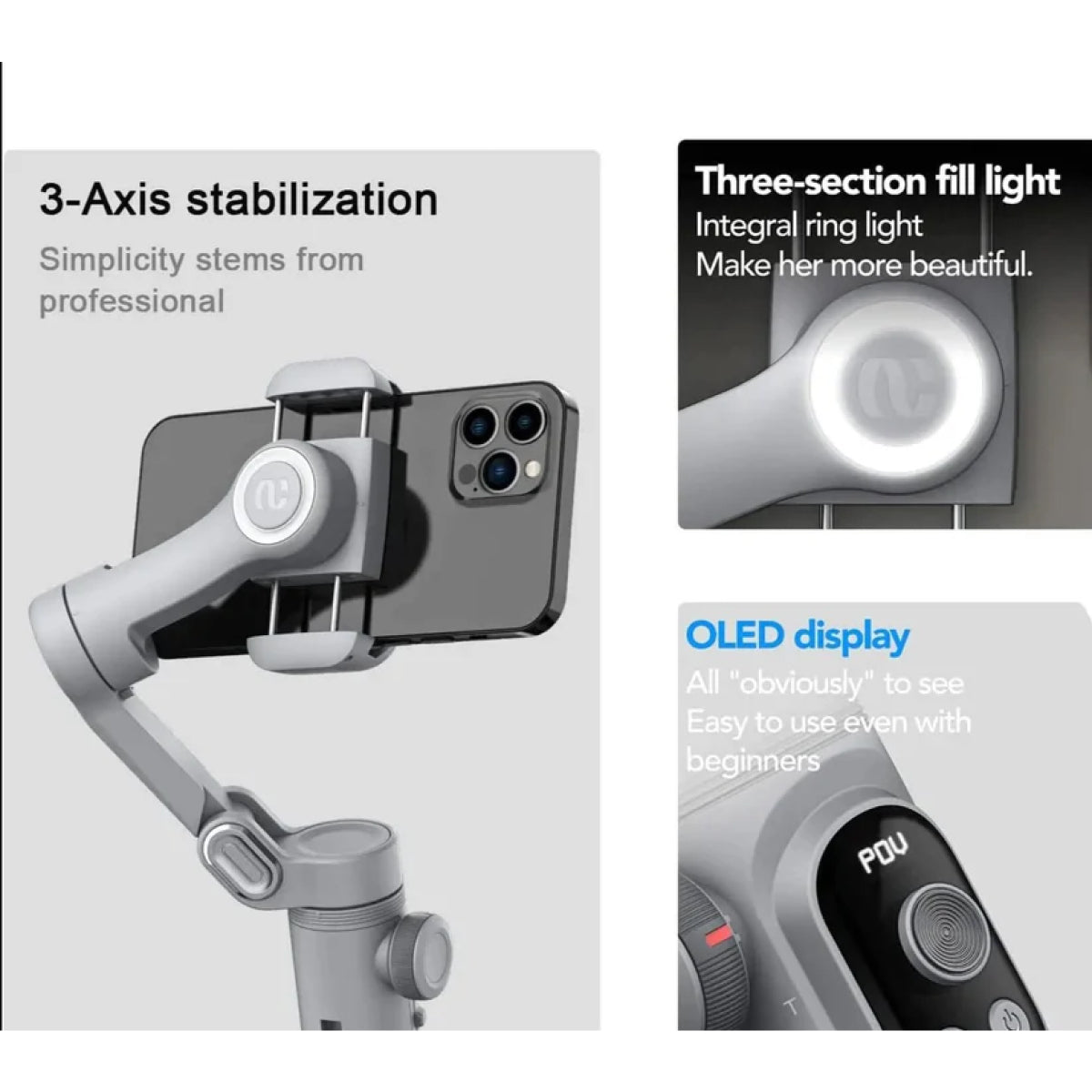 Portable Phone Steady Cam with LED Light
