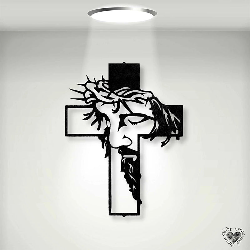 Christian Cross Metal Wall Art Jesus Decor Sign