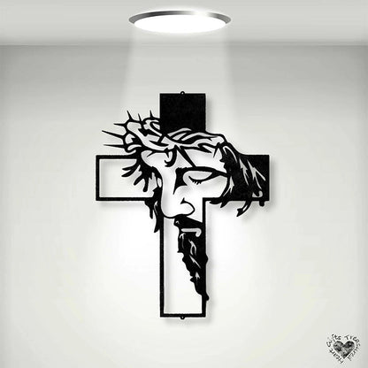 Christian Cross Metal Wall Art Jesus Decor Sign