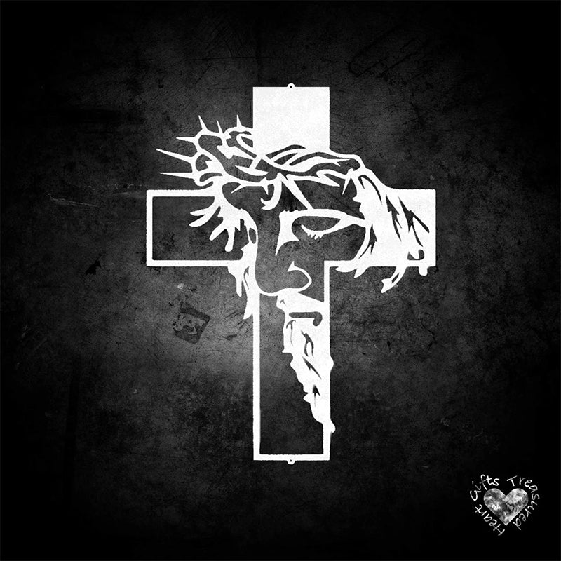 Christian Cross Metal Wall Art Jesus Decor Sign - Halri