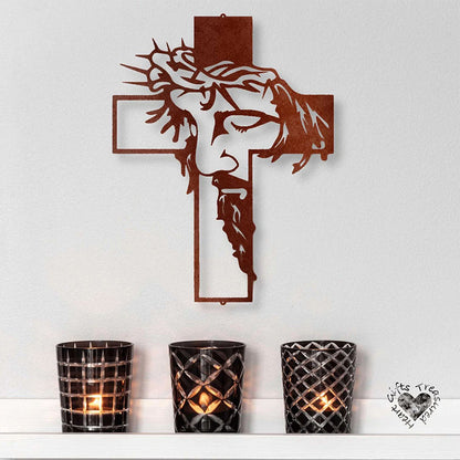 Christian Cross Metal Wall Art Jesus Decor Sign
