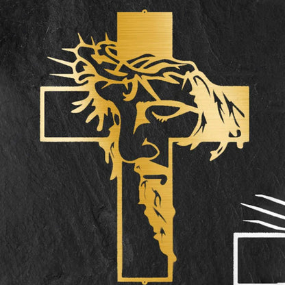 Christian Cross Metal Wall Art Jesus Decor Sign