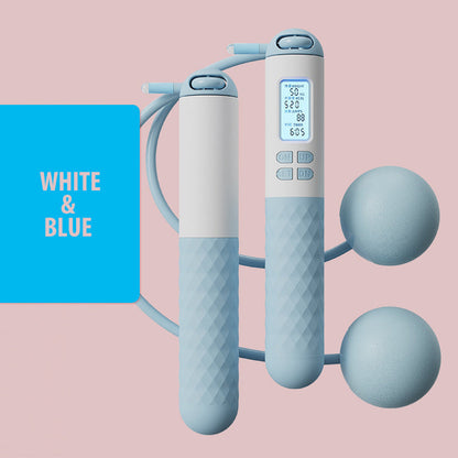 Portable Skipping Rope with Digital Counter and Weights
