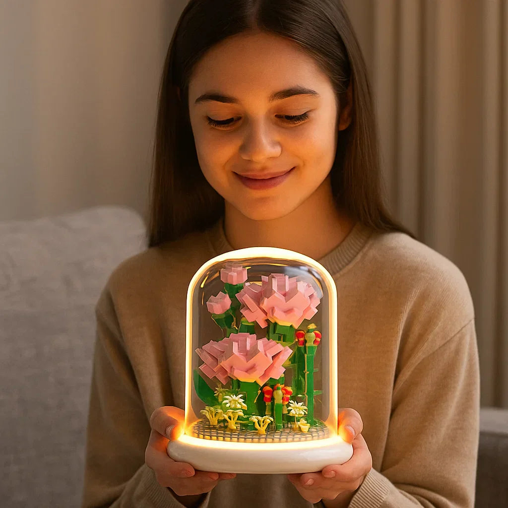 Beautiful Glass Floral Decoration Block