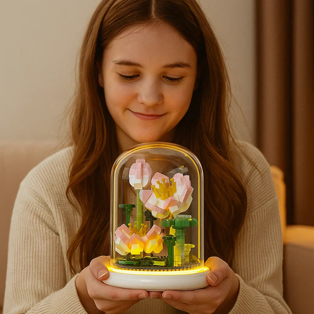 Beautiful Glass Floral Decoration Block - Halri