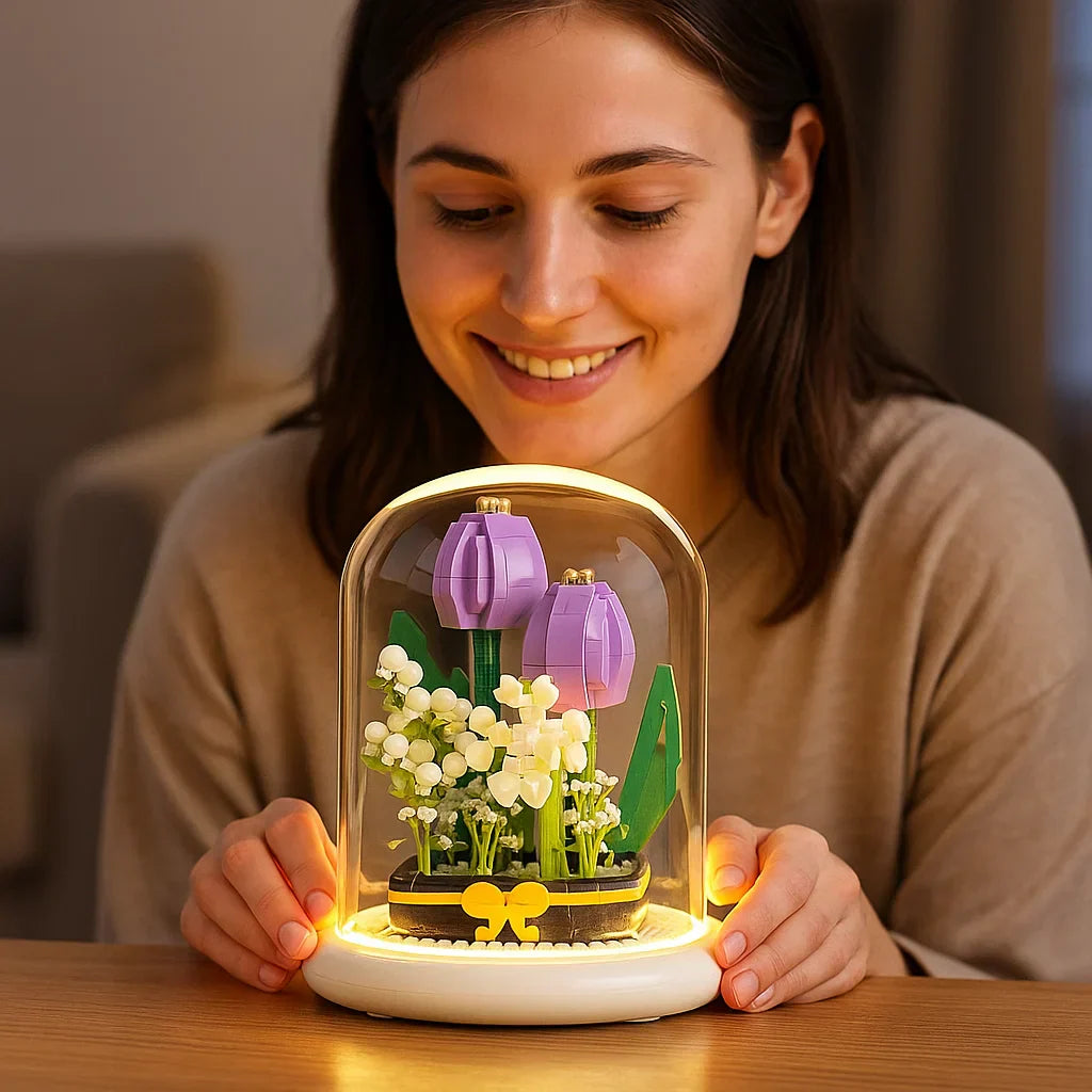 Beautiful Glass Floral Decoration Block