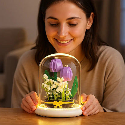 Beautiful Glass Floral Decoration Block